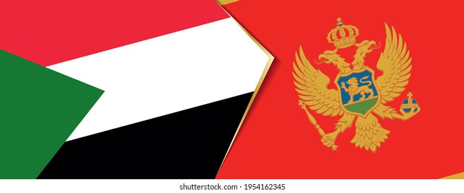 Banderas de Sudán y Montenegro, dos banderas vectoriales símbolo de relación o enfrentamiento.
