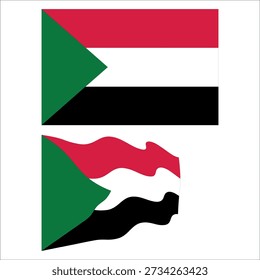 Sudan national flag, both static and gently waving, representing the country.