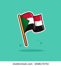 Sudan National Flag Cartoon Vector Illustration. Good Used for Sticker, Logo, Icon, Clipart, Etc - EPS 10 Vector