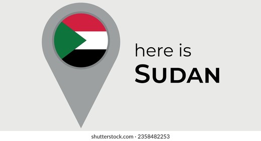 Sudan national flag map marker pin icon illustration