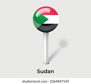 Sudan national flag map marker pin icon illustration