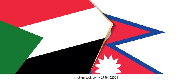 Sudan and Nepal flags, two vector flags symbol of relationship or confrontation.