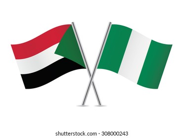 Sudan and Nigeria flags. Vector illustration.