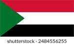 Sudan official flag vector with standard size and proportion. National flag emblem with accurate size and colors.