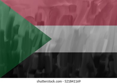 Sudan painted / drawn vector flag. Dramatic, unusual look. Vector file contains flag and texture layers
