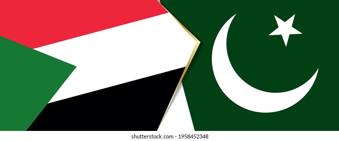 Banderas de Sudán y Pakistán, dos banderas vectoriales símbolo de relación o enfrentamiento.