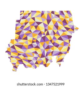 Sudan polygonal map background low poly style yellow, orange, blue, purple colors vector illustration eps
