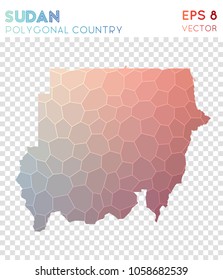 Sudan polygonal map, mosaic style country. Bizarre low poly style, modern design. Sudan polygonal map for infographics or presentation.