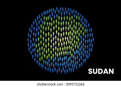 Sudan population people map in globe vector illustration design