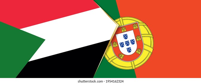 Sudan and Portugal flags, two vector flags symbol of relationship or confrontation.