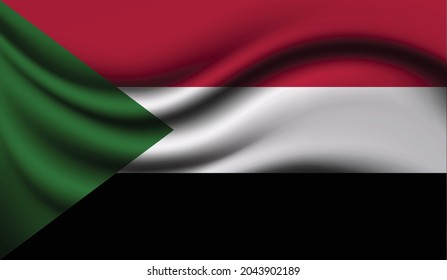 Sudan Realistic waving Flag Design. Vector illustration. It will be used for background, texture or banner.