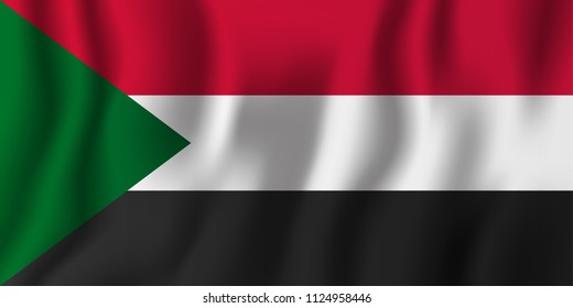 Sudan realistic waving flag vector illustration. National country background symbol. Independence day.