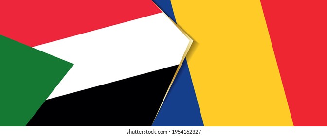 Sudan and Romania flags, two vector flags symbol of relationship or confrontation.
