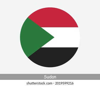 Sudan Round Circle Flag. Sudanese Circular Button Banner Icon. EPS Vector