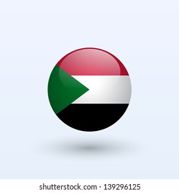 Sudan Round Flag. Vector illustration.