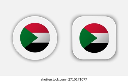 Sudan Rounded National Flag Button Icon