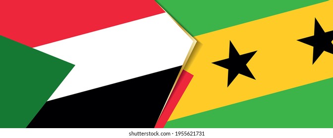 Sudan and Sao Tome and Principe flags, two vector flags symbol of relationship or confrontation.