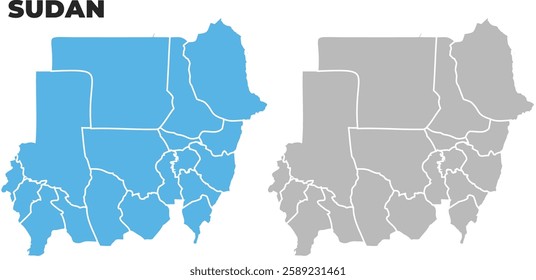 Sudan simple maps flat illustration