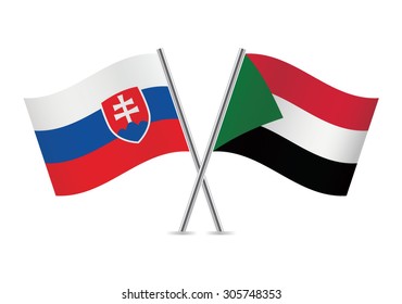 Sudan and Slovakia flags. Vector illustration.
