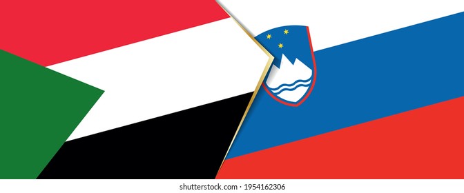 Sudan und Slowenien Flaggen, zwei Vektorflaggen Symbol für Beziehung oder Konfrontation.