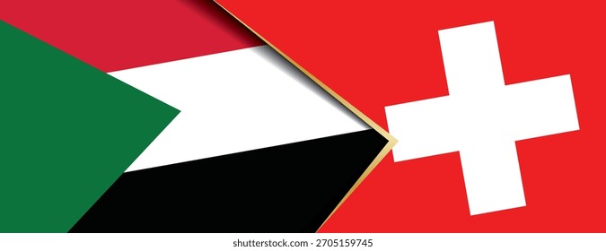 Sudan and Swiss flags overlapped symbolizing diplomatic connection