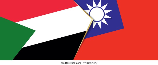 Sudan and Taiwan flags, two vector flags symbol of relationship or confrontation.