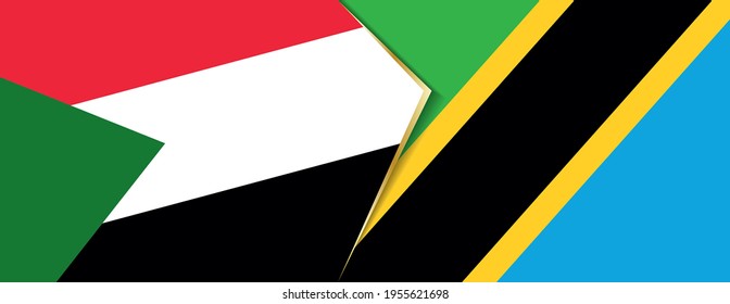 Sudan and Tanzania flags, two vector flags symbol of relationship or confrontation.