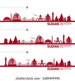 Ilustración vectorial del destino de viaje de Sudán. 