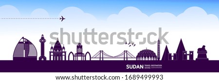 Sudan travel destination grand vector illustration. 