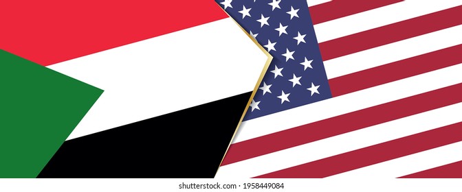 Sudan and USA flags, two vector flags symbol of relationship or confrontation.