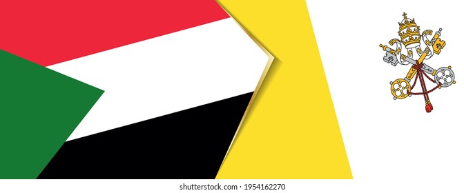 Sudan and Vatican City flags, two vector flags symbol of relationship or confrontation.