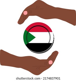 Sudan, handgezeichnete Vektorflagge, sudanesisches Pfund