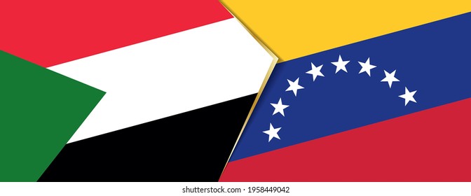 Sudan and Venezuela flags, two vector flags symbol of relationship or confrontation.