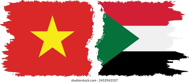 Sudan and Vietnam grunge flags connection, vector