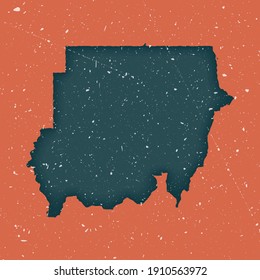 Sudan vintage map. Grunge map of the country with distressed texture. Sudan poster. Vector illustration.