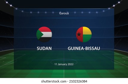 Sudan vs Guinea-Bissau football scoreboard broadcast graphic soccer template