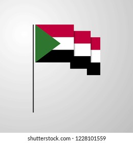 Sudan waving Flag creative background