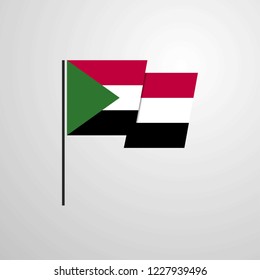 Sudan waving Flag design vector