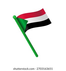 Sudán ondeando la bandera Ilustración vectorial aislada
