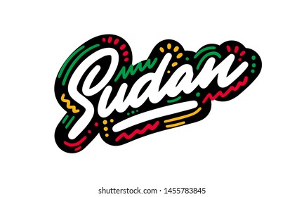 Sudan Word Text with Creative Handwritten Font Design Vector Illustration. - Vector