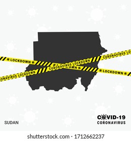 Sudancountry map Lockdown template for Coronavirus pandemic for stop virus transmission. COVID 19 Awareness Template