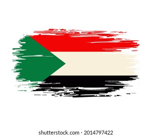 Sudanese flag brush grunge background. Vector illustration.