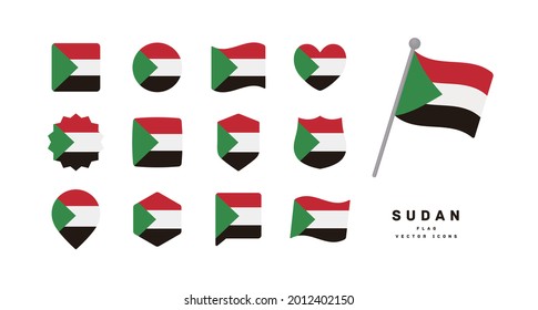 Sudanese flag icon set vector illustration