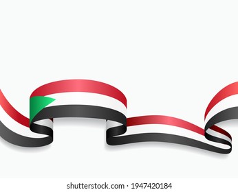 Bandera sudanesa ondeando fondo abstracto. Ilustración vectorial.