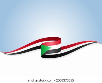Bandera sudanesa ondeando fondo abstracto. Ilustración vectorial.