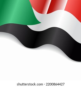 Sudanese flag wavy abstract background. Vector illustration.