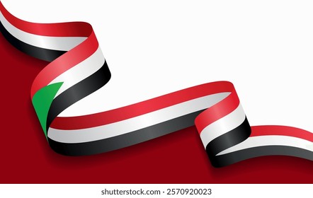 Sudanese flag wavy abstract background. Vector illustration.