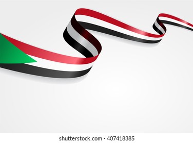 Sudanese flag wavy abstract background. Vector illustration.