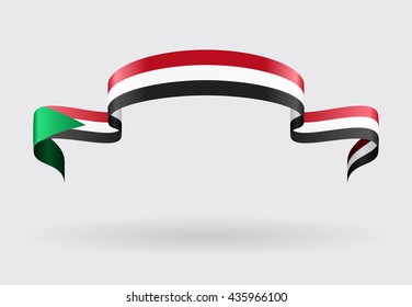 Sudanese flag wavy abstract background. Vector illustration.