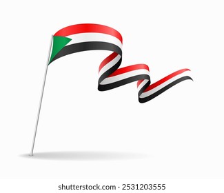 Diseño de fondo ondulado de bandera sudanesa. Ilustración vectorial.
